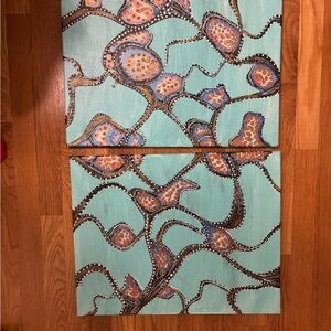 Hand painted original abstract 18 by 24 canvas set. New